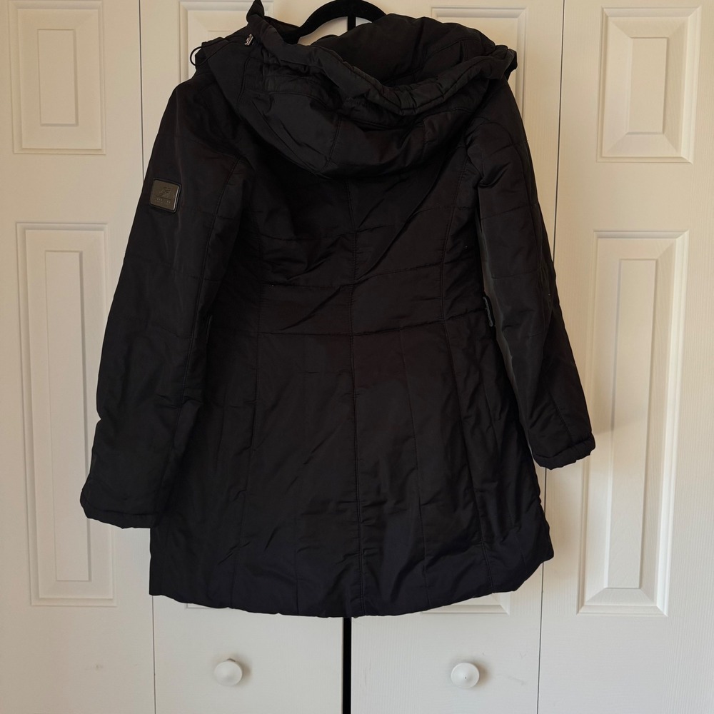 Gorski Apres-Ski Black Quilted Puffer Jacket Leopard Lining Made in Italy Hooded - Picture 2 of 6